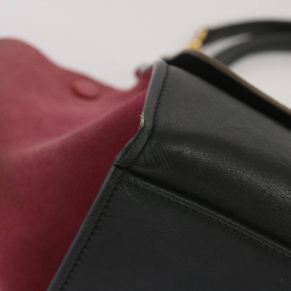 CELINE Trapeze Hand Bag Leather 2way Beige Pink Auth 69339 - Picture 8 of 16